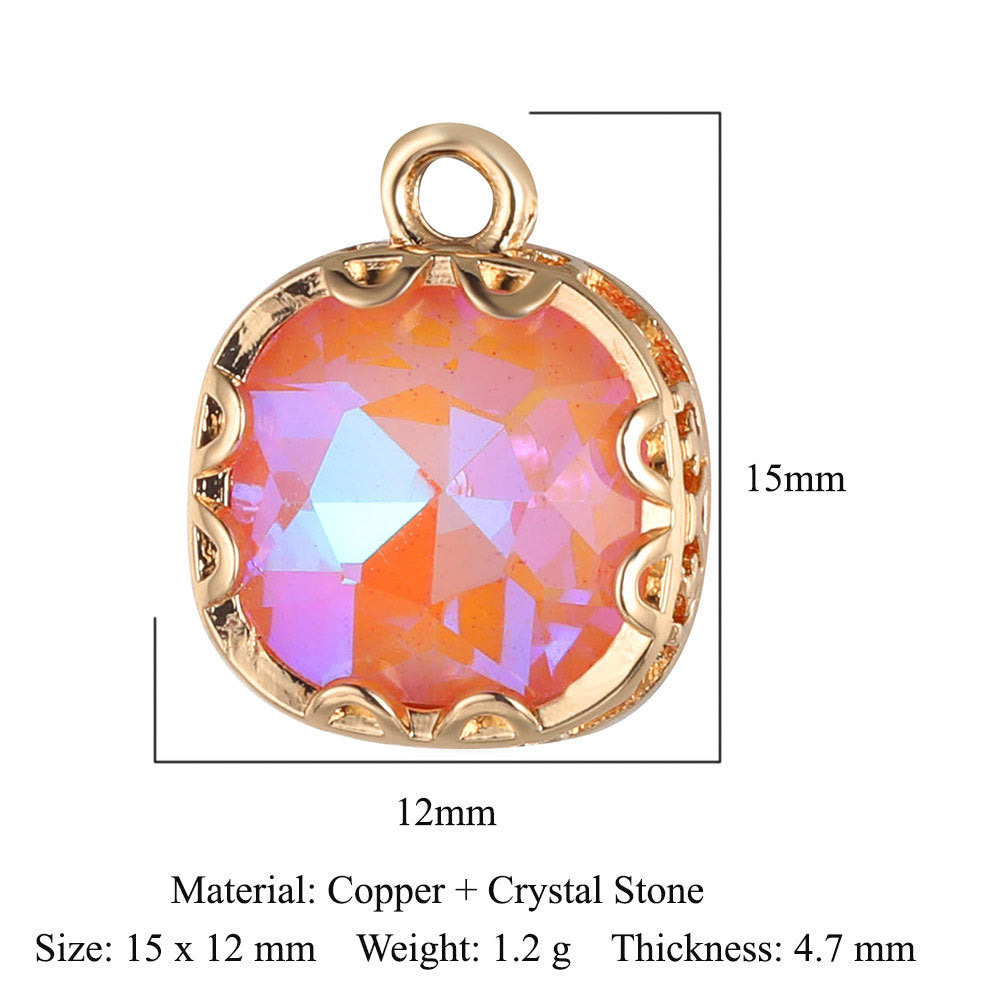 Classic Style Round Heart Shape Copper Inlay Crystal Glass Charms