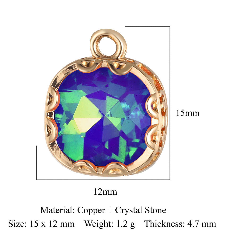 Classic Style Round Heart Shape Copper Inlay Crystal Glass Charms