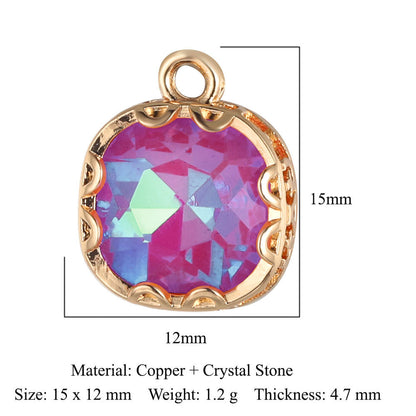 Classic Style Round Heart Shape Copper Inlay Crystal Glass Charms