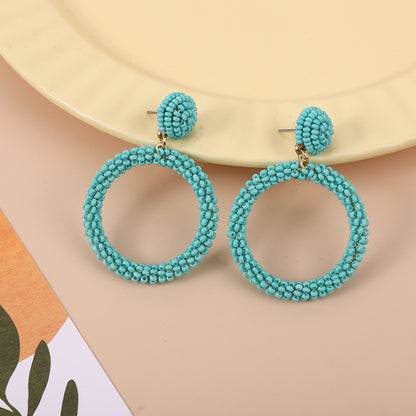 1 Pair Casual Round Seed Bead Drop Earrings