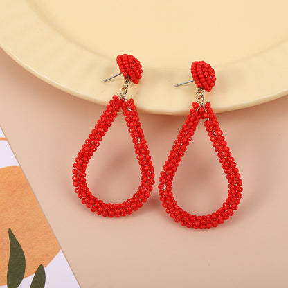 1 Pair Casual Round Seed Bead Drop Earrings