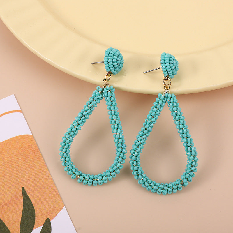 1 Pair Casual Round Seed Bead Drop Earrings