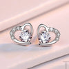 1 Pair Elegant Heart Shape Inlay Sterling Silver Zircon Ear Studs