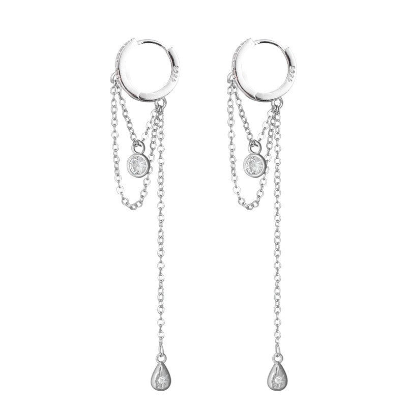 1 Pair Simple Style Water Droplets Inlay Sterling Silver Zircon Drop Earrings