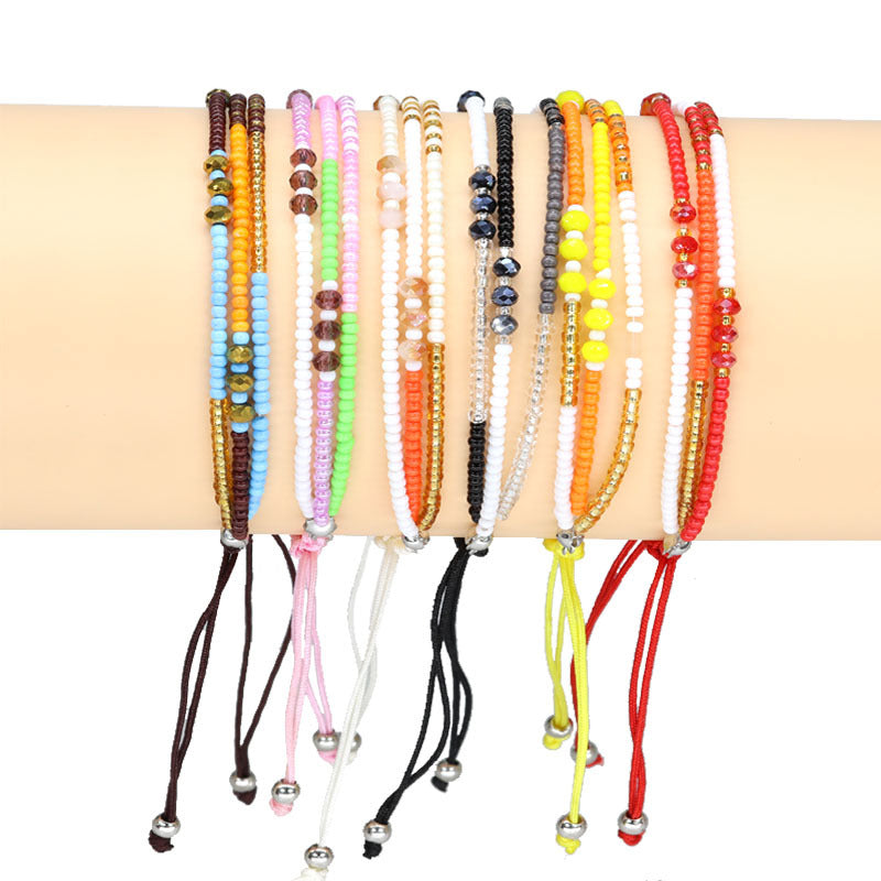 Casual Color Block Crystal Seed Bead Unisex Bracelets