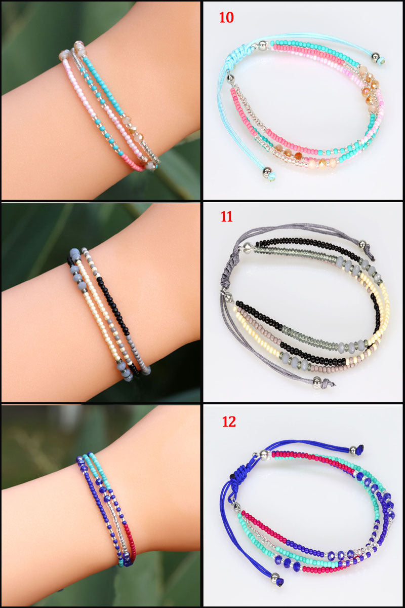 Casual Color Block Crystal Seed Bead Unisex Bracelets