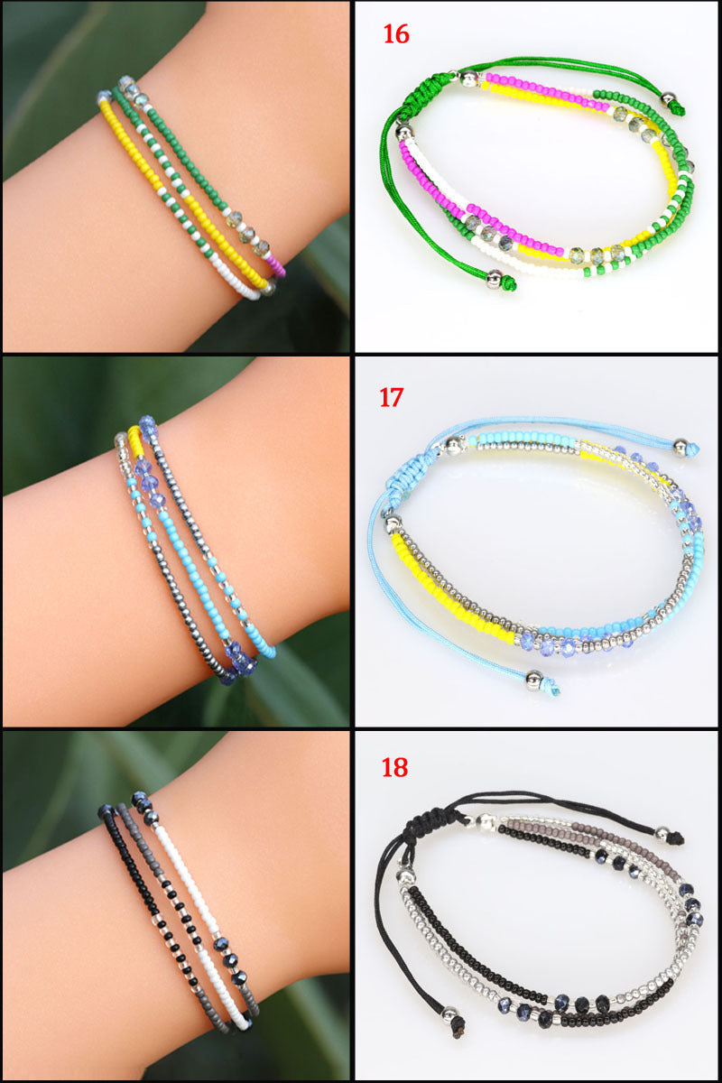 Casual Color Block Crystal Seed Bead Unisex Bracelets