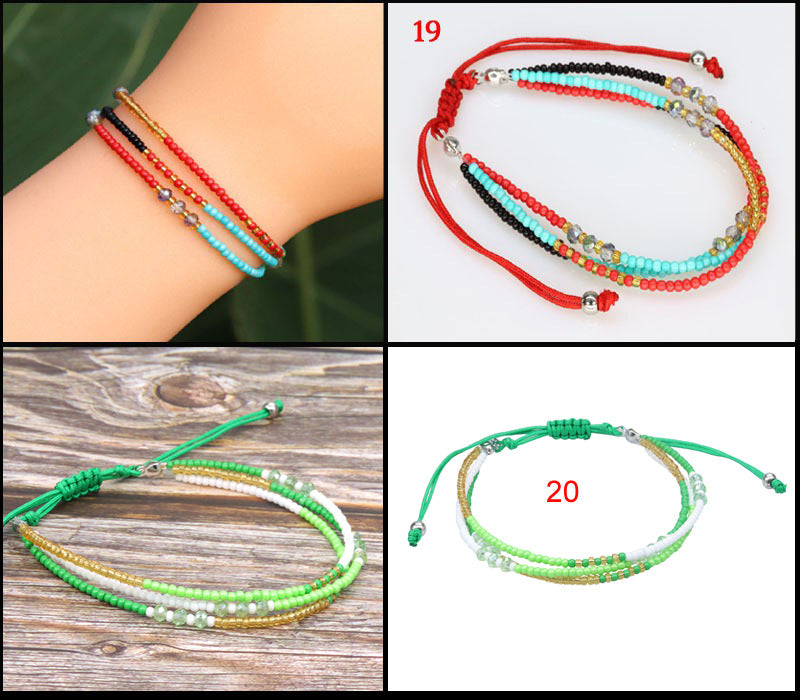 Casual Color Block Crystal Seed Bead Unisex Bracelets