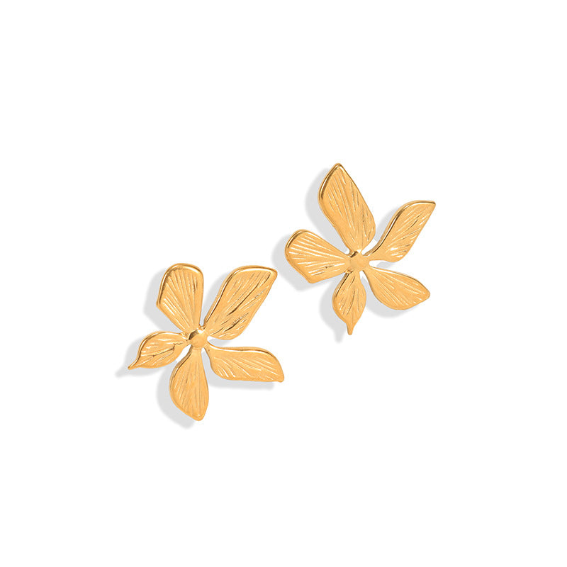 1 Pair Simple Style Flower Stainless Steel 18k Gold Plated Rose Gold Plated Ear Studs