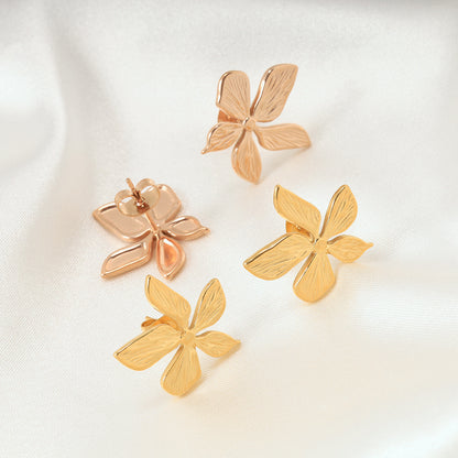 1 Pair Simple Style Flower Stainless Steel 18k Gold Plated Rose Gold Plated Ear Studs