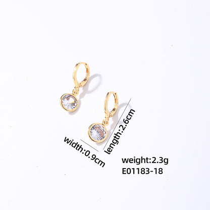 1 Pair Casual Sweet Simple Style Round Plating Inlay Copper Zircon Gold Plated Drop Earrings