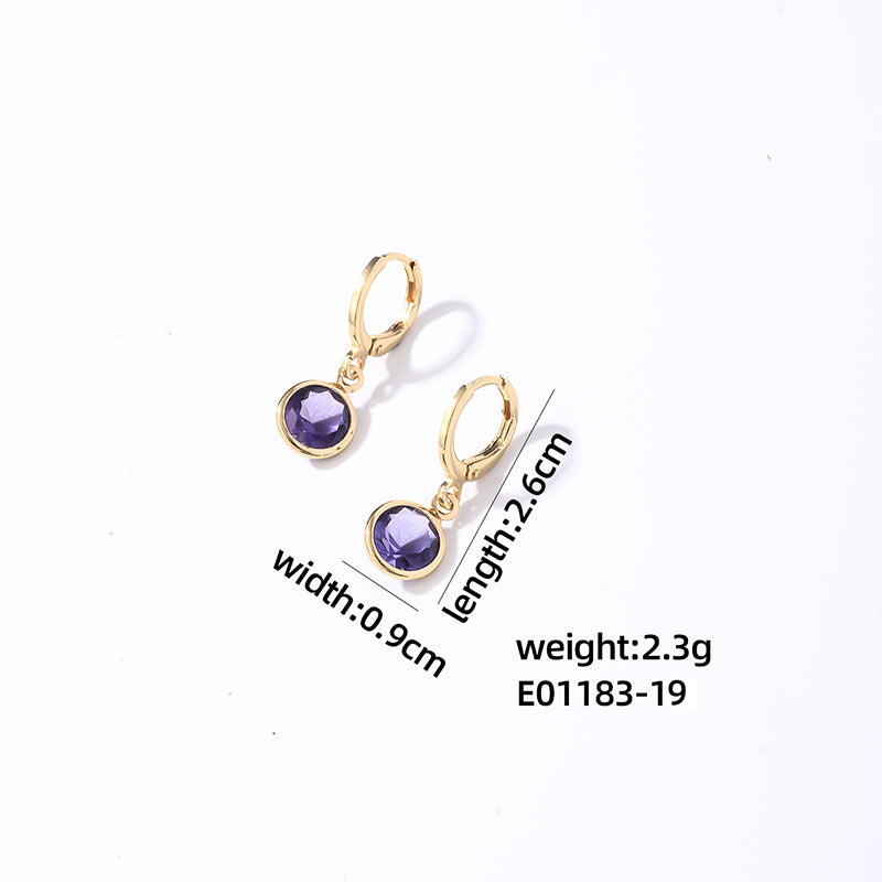 1 Pair Casual Sweet Simple Style Round Plating Inlay Copper Zircon Gold Plated Drop Earrings