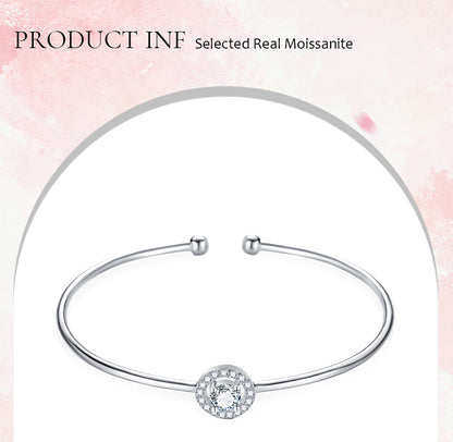 Simple Style Solid Color Sterling Silver Plating Inlay Moissanite Bangle