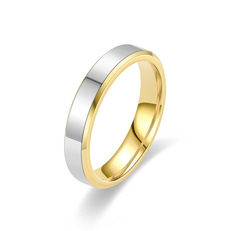 Simple Style Color Block Titanium Steel Plating Gold Plated Silver Plated Rings