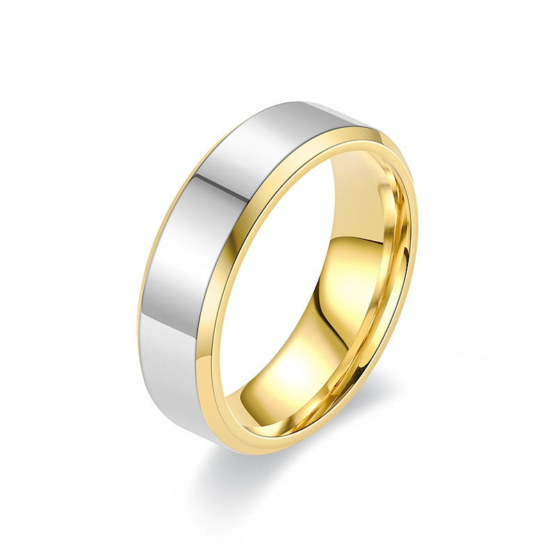 Simple Style Color Block Titanium Steel Plating Gold Plated Silver Plated Rings