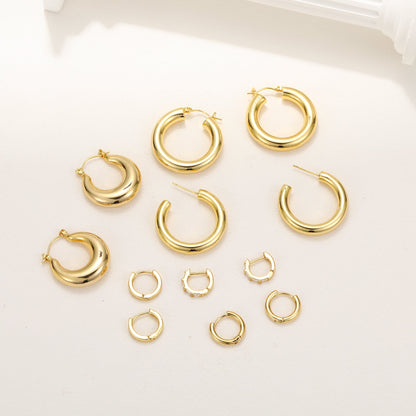 1 Pair Simple Style C Shape Plating Inlay Copper Zircon Hoop Earrings Ear Studs