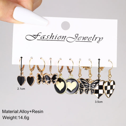 Wholesale Jewelry Sweet Heart Shape Butterfly Alloy Enamel Plating Drop Earrings