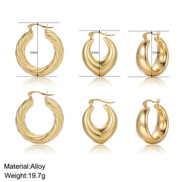 1 Set Retro Solid Color Plating Copper Gold Plated Earrings
