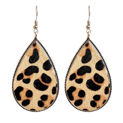 1 Pair Ethnic Style Leopard Printing Alloy Leather Drop Earrings