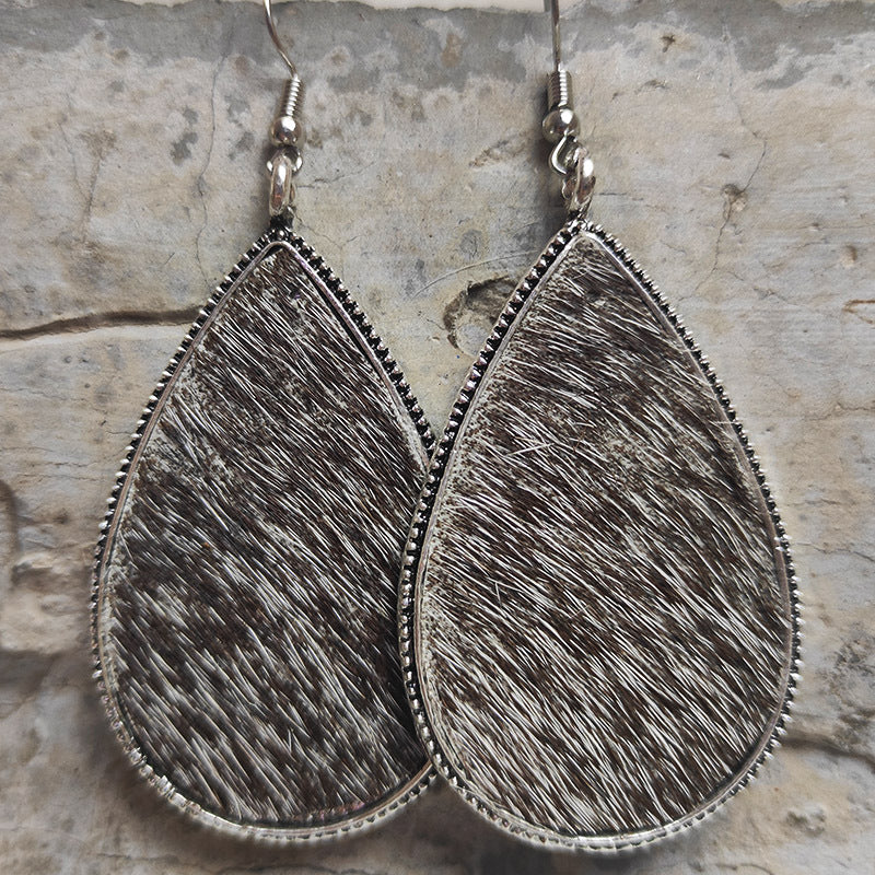 1 Pair Ethnic Style Leopard Printing Alloy Leather Drop Earrings