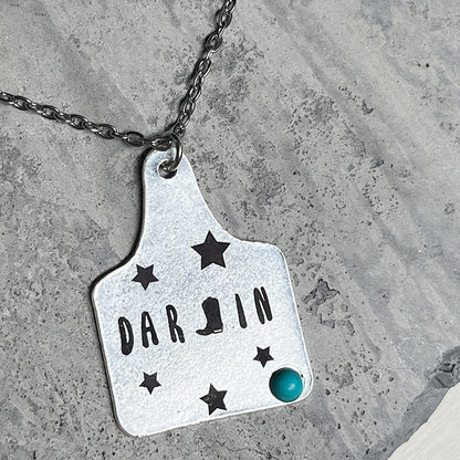 Retro Letter Alloy Inlay Turquoise Women's Pendant Necklace