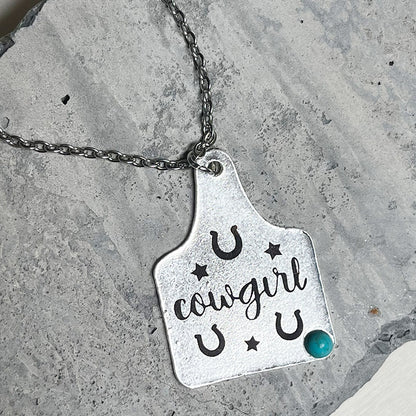 Retro Letter Alloy Inlay Turquoise Women's Pendant Necklace