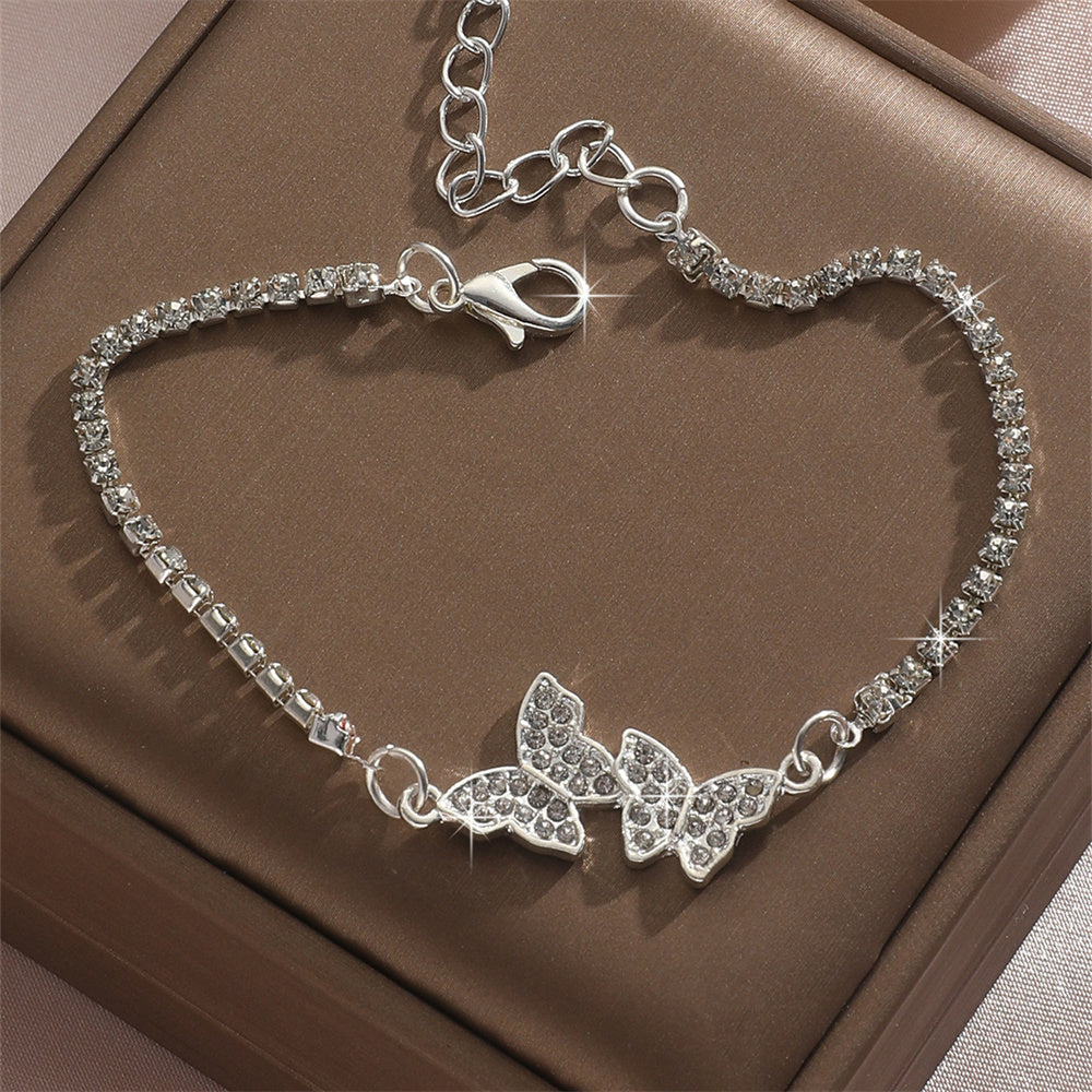 Simple Style Butterfly Alloy Inlay Rhinestones Women's Bracelets