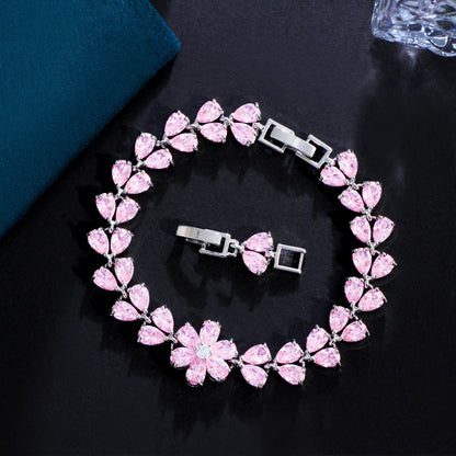 Simple Style Flower Wreath Copper Plating Inlay Zircon White Gold Plated Bracelets