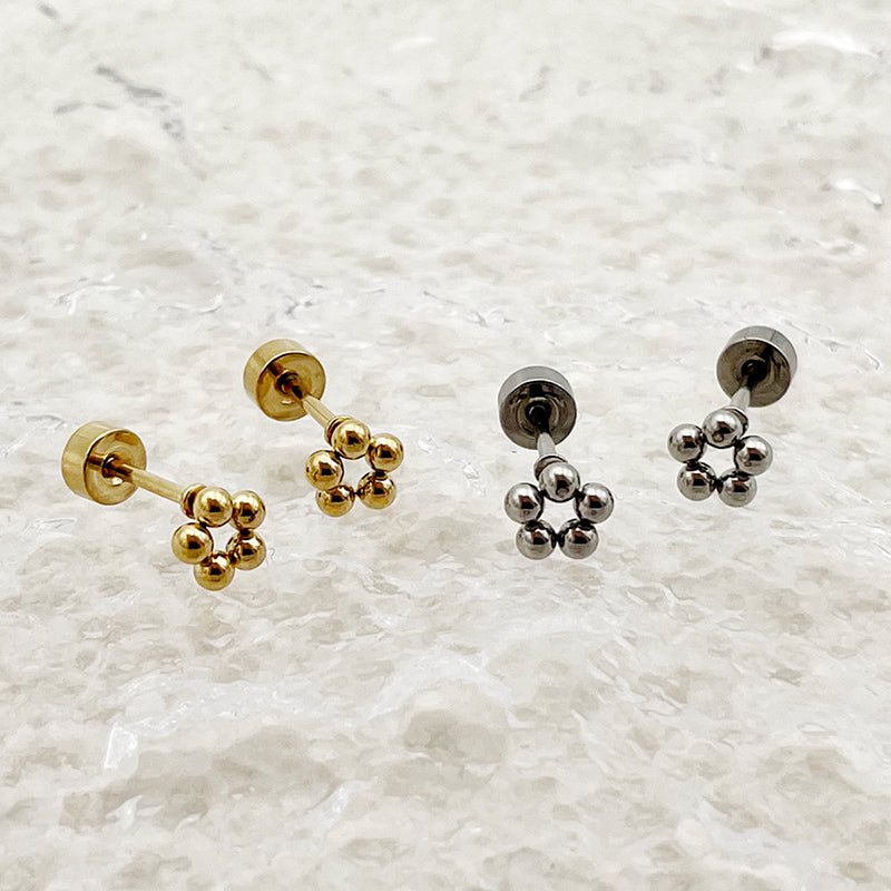 1 Pair Casual Simple Style Flower Polishing Plating Stainless Steel Gold Plated Ear Studs