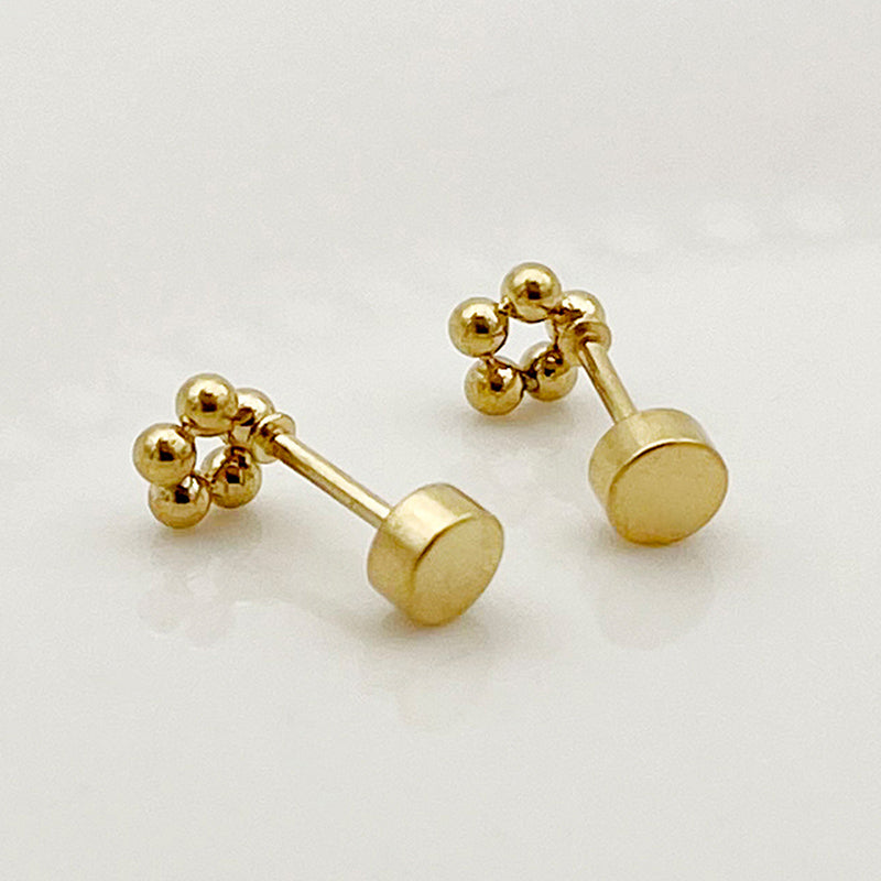 1 Pair Casual Simple Style Flower Polishing Plating Stainless Steel Gold Plated Ear Studs