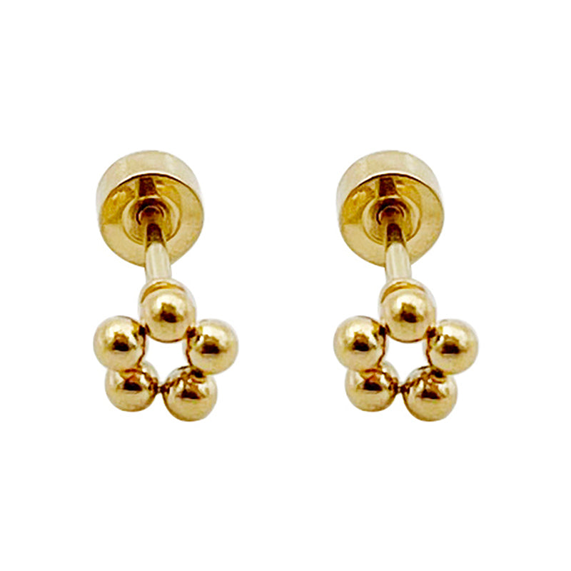 1 Pair Casual Simple Style Flower Polishing Plating Stainless Steel Gold Plated Ear Studs