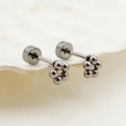 1 Pair Casual Simple Style Flower Polishing Plating Stainless Steel Gold Plated Ear Studs