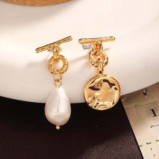 1 Pair Simple Style Round Plating Copper 18k Gold Plated Drop Earrings