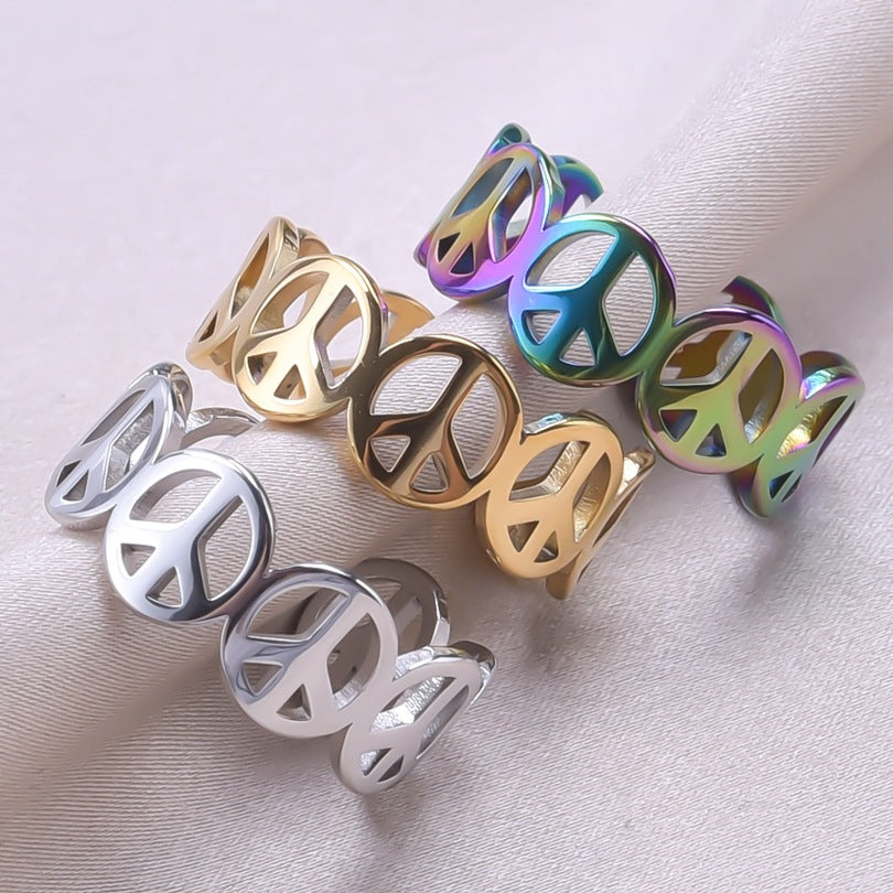 Retro Airplane Stainless Steel Plating Gold Plated Rings