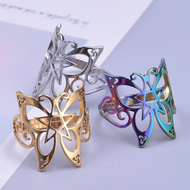 Commute Butterfly Stainless Steel Polishing Open Rings