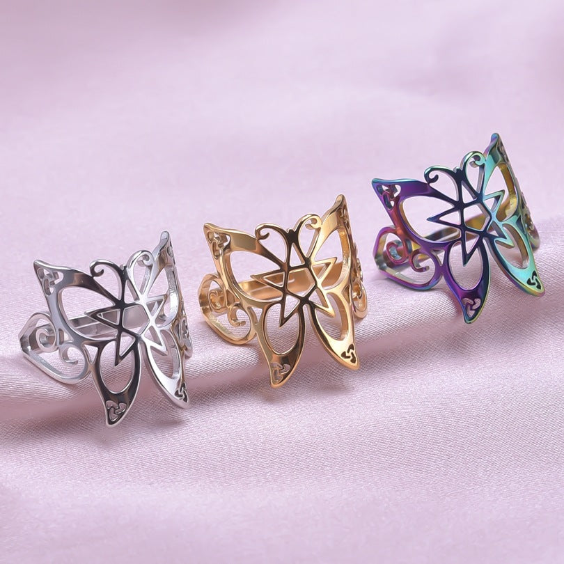 Commute Butterfly Stainless Steel Polishing Open Rings