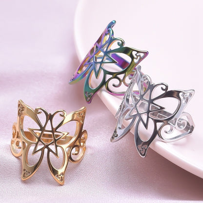 Commute Butterfly Stainless Steel Polishing Open Rings