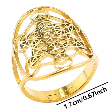 Retro Solid Color Stainless Steel Hollow Out Rings