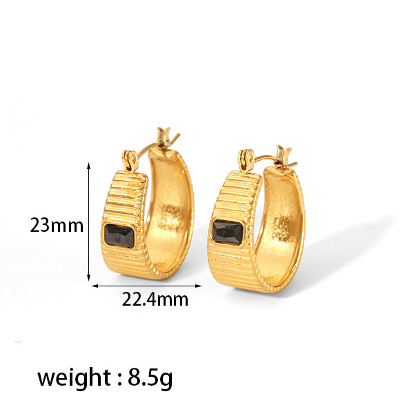 1 Pair Simple Style U Shape Plating Inlay Stainless Steel Zircon 18k Gold Plated Earrings