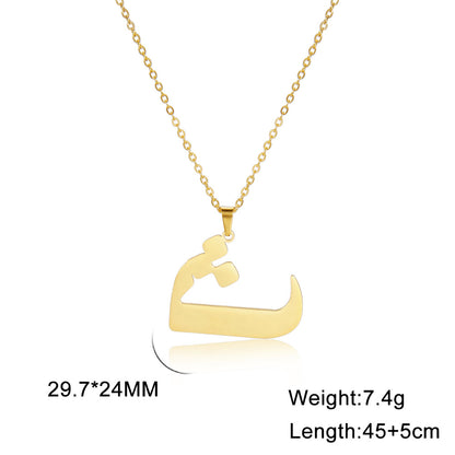 Classic Style Number Stainless Steel Pendant Necklace In Bulk