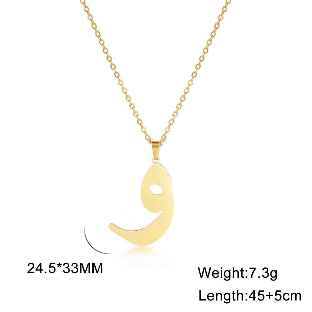 Classic Style Number Stainless Steel Pendant Necklace In Bulk