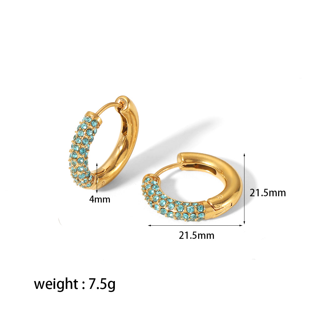 1 Pair Simple Style U Shape Plating Inlay Stainless Steel Zircon 18k Gold Plated Ear Studs