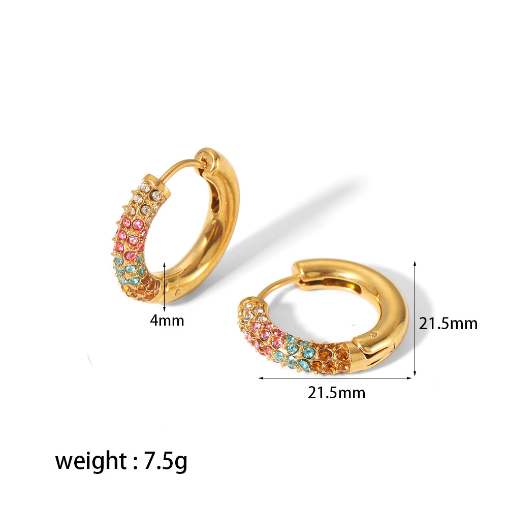 1 Pair Simple Style U Shape Plating Inlay Stainless Steel Zircon 18k Gold Plated Ear Studs