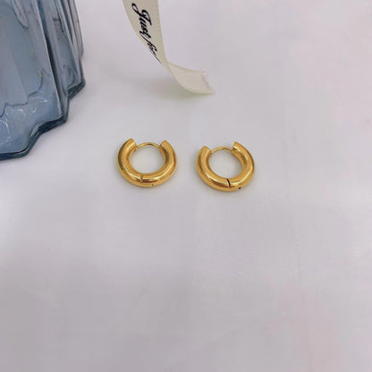 1 Pair Simple Style Solid Color Plating Titanium Steel Gold Plated Ear Studs