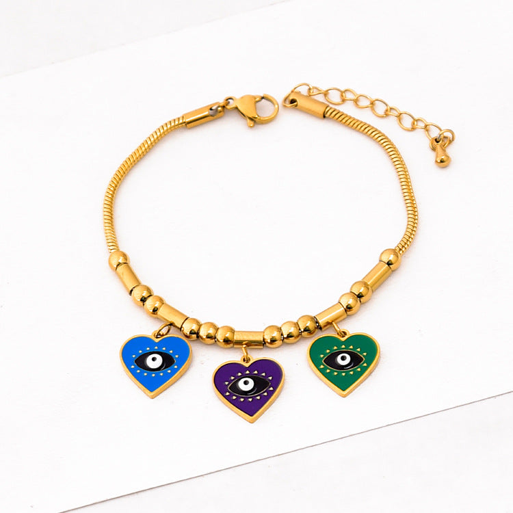 Sweet Heart Shape Flower Titanium Steel Plating Bracelets