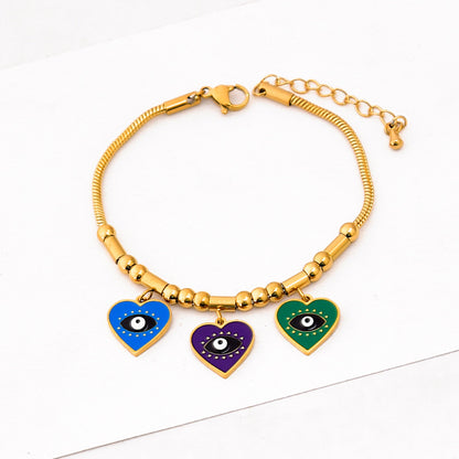 Sweet Heart Shape Flower Titanium Steel Plating Bracelets