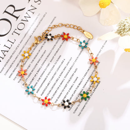 Elegant Flower Stainless Steel Plating Bracelets