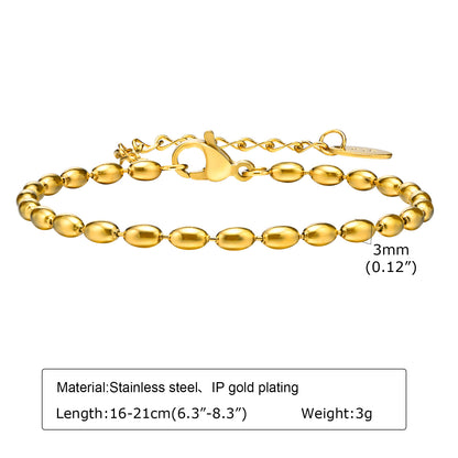 Retro Solid Color Stainless Steel Plating Gold Plated Bracelets