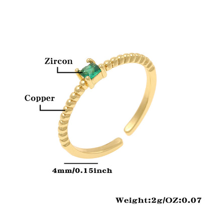 Simple Style Round Copper Zircon Rings In Bulk