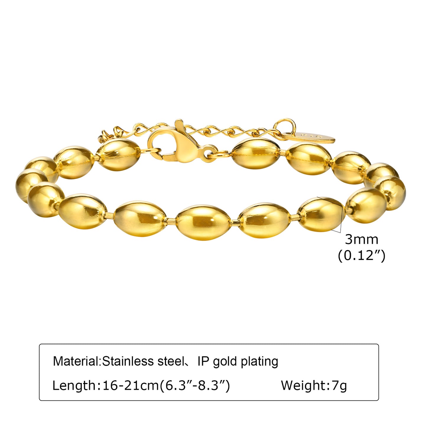 Retro Solid Color Stainless Steel Plating Gold Plated Bracelets